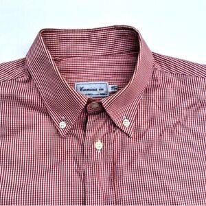 Camicia In Roma red checkered 2 fold cotton Sz 16 made in Italy 🇮🇹
